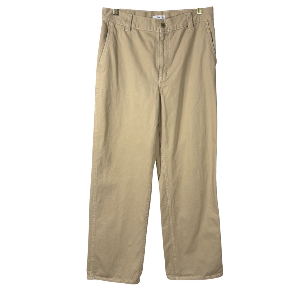 Aritzia TNA Tan Straight Leg Pants Khakis‎ Women's 8 High Rise Cotton Utility